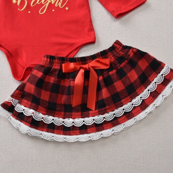 Girl girls baby Christmas Holidays Shine onesie skirt bow red gold cute new - Picture 6 of 9